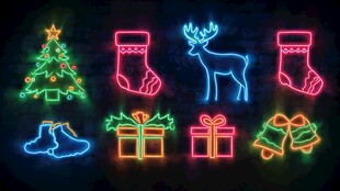 圣诞霓虹装饰元素集合