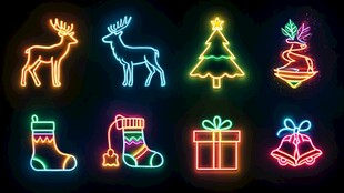 圣诞霓虹元素集合