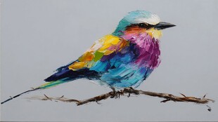 五彩斑斓小鸟栖于枝头
