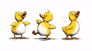 三只萌态小鸭子欢乐起舞