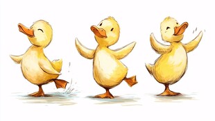 三只萌小鸭欢快起舞