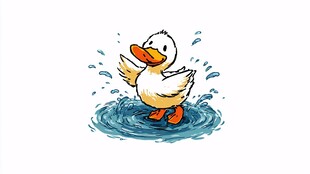 小鸭欢快戏水图