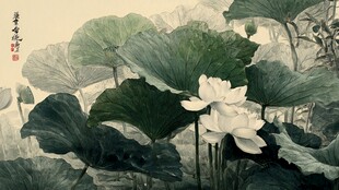 水墨荷花图