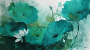 水墨风荷塘清雅景致