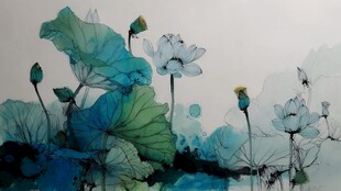 水墨荷花图 清新雅致意境美