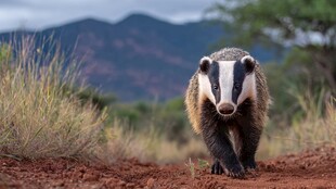 草原上行走的蜜獾