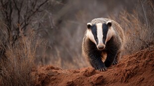 獾在荒野中前行
