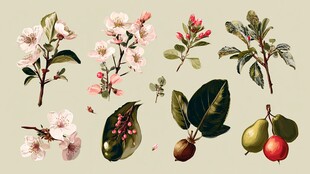 花卉果实植物插画素材