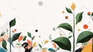 清新植物插画背景图