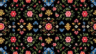 黑色底绚丽花卉图案纹理