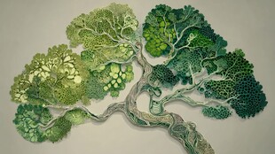 立体纸艺绿树林艺术之作