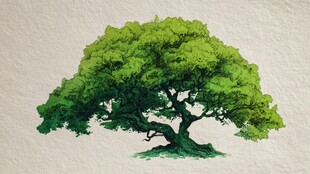 翠绿茂盛的单棵大树