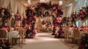 浪漫粉色系婚礼场地布置