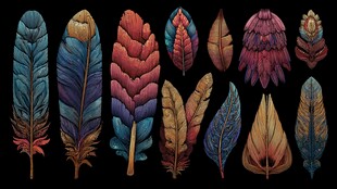 多彩梦幻羽毛插画集合