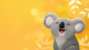 微笑考拉 暖黄背景萌趣图