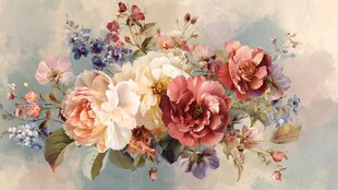 梦幻花卉插画 色彩绚丽