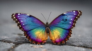 五彩斑斓蝴蝶静立石上