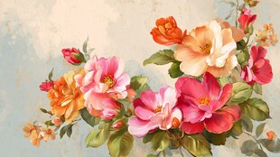 复古风多彩花卉插画