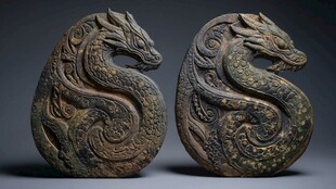 双龙形古器物雕塑艺术品