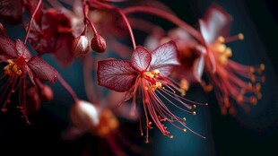 深红花卉特写 灵动花蕊之美