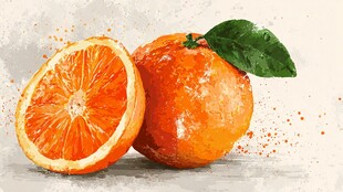 油画风鲜橙 清新诱人