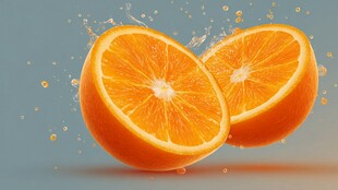 橙子切片瞬间果汁飞溅