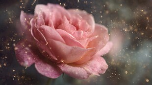 梦幻粉玫瑰 闪烁金色微光