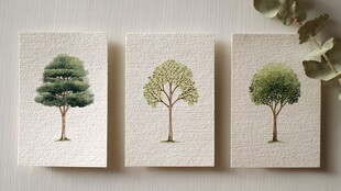 三幅简约风树木装饰画