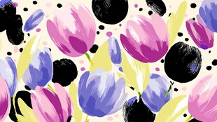 多彩手绘郁金香花卉图案