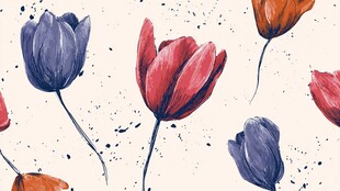 水彩绘郁金香花卉图案