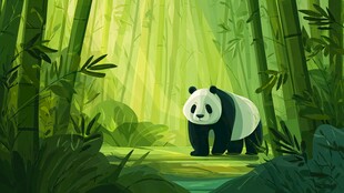 竹林中的可爱大熊猫