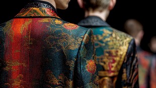 中式华丽刺绣男装背影