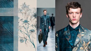 复古花卉风男士时尚服饰