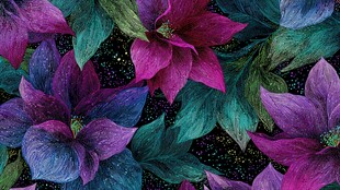 梦幻紫花绿叶背景图案