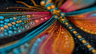 梦幻绚丽的彩色蜻蜓翅膀