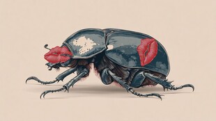 红唇装饰的独特甲虫