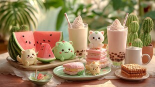 可爱甜点与萌趣摆件组合