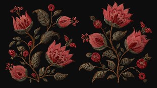 复古风刺绣花卉图案设计