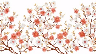 粉色繁花枝头绽放图案