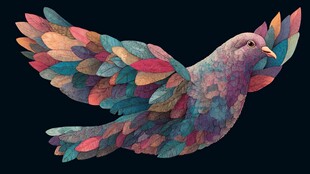 彩色羽翼飞鸟展翅翱翔