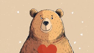 可爱棕熊捧红心