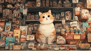萌猫坐镇温馨零食小铺