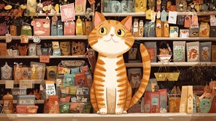 萌猫坐镇的宠物用品小店