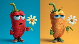 辣椒拟人化 送花的有趣瞬间