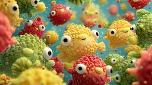 多彩毛绒小鱼的梦幻世界