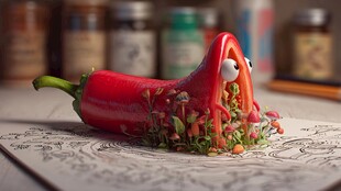 创意红椒奇幻微观世界