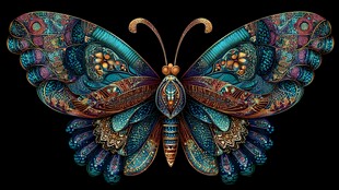 绚丽多彩艺术风蝴蝶图案