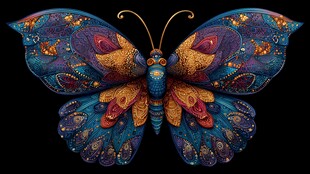 梦幻绚丽蝴蝶艺术插画