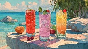 海边三色清凉夏日特调