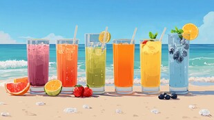 海滩缤纷果汁饮品大赏